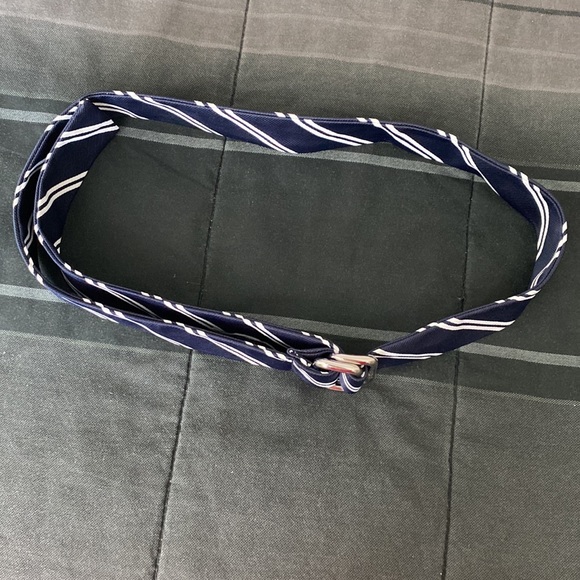 Crémieux double-d navy and white stripes canvas belt - Picture 4 of 17